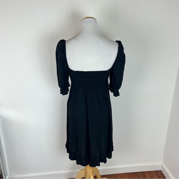 Aritzia Wilfred Black Babydoll Dress Puff Sleeves Size S - Picture 2 of 4